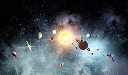 Obraz na płótnie Canvas System of planets . Mixed media . Mixed media