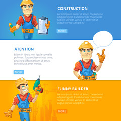 vector set of builders or handymans in action poses