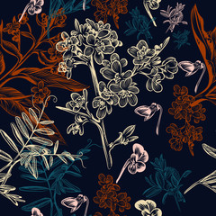 Fototapety  Elegant, beautiful wallpaper pattern with flowers