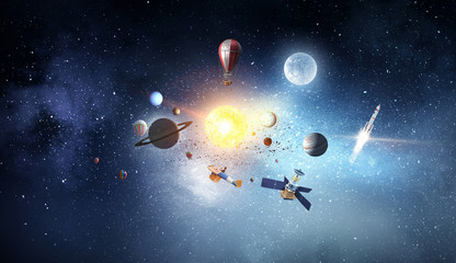 Obraz na płótnie Canvas System of planets . Mixed media . Mixed media