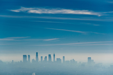 Los Angeles misty skyline, California, USA