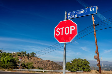 Mulholland Highway sign, Los Angeles, California