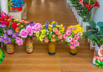 Fototapeta premium plastic decorative flower in garden