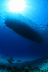 Underwater part of tourist ship