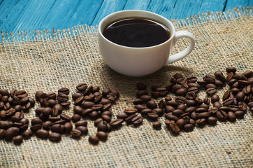 Cooked black coffee with sweet marshmallow