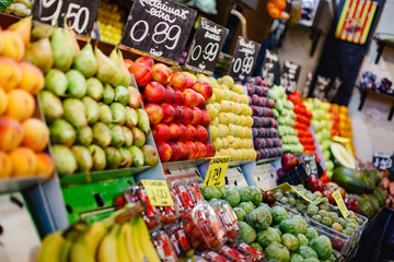 fruits on market counter