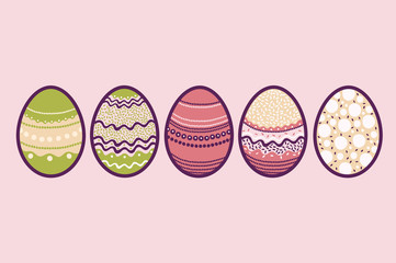 Easter eggs isolated on a light background. Vector illustration.