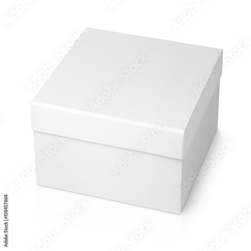 "One white square box isolated on white background with clipping path
