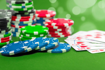 poker chips on the table