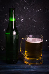 Beer on wooden background