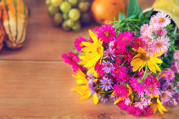 Beautiful bouquet of flowers with decoration