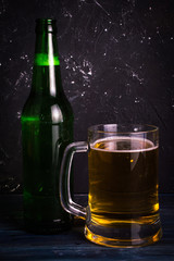 Beer on wooden background