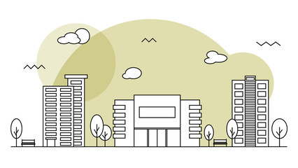 modern street scenery in flat design style