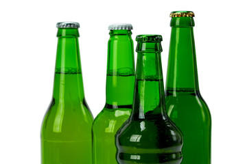 Set of beer bottles isolated