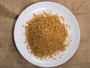 the composition of the flakes of buckwheat on a plate