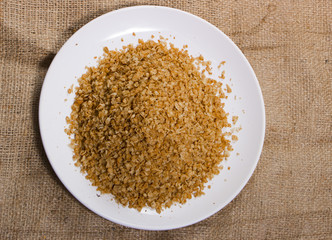 the composition of the flakes of buckwheat on a plate