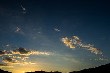 Sunset with golden horizon