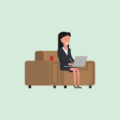Businesswoman people with laptop on a chair