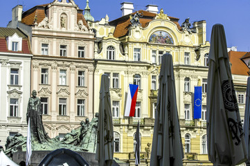 Prague, city center, row of houses, Czech Republic