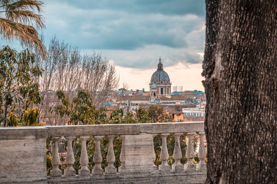 View Of Couple From Terrace In Rome 