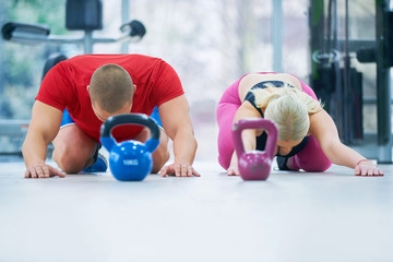Naklejka premium fitness kettlebell in sport gym