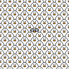 Cool White Chick in Round Spectacles surrounded by Chicks