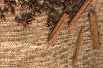 Coffee beans on vintage background
