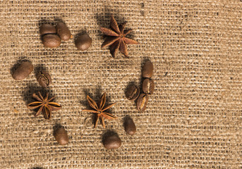 Coffee beans on vintage background