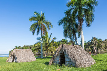 Fototapeta na wymiar Indian Village Guama.Rekonstruktsiya place abode of the first inhabitants of Cuba