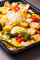 Carved vegetables for baking