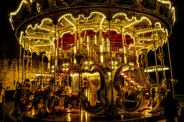 Carcassonne, medievial fortress, carousel, France, Languedoc Rou