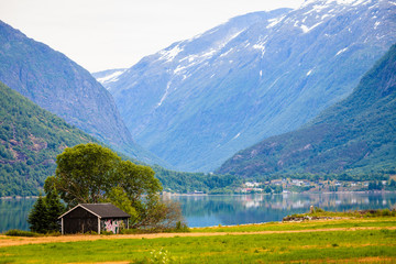 Fototapeta na wymiar Mountains and fjord in Norway,