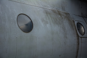 Vintage old airplane porthole
