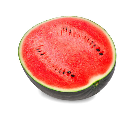 half of fresh watermelon isolated on white background.