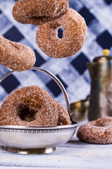 Donuts with sugar and cinnamon