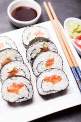 Sushi rolls close up