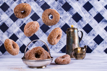 Donuts with sugar and cinnamon