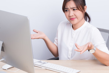 Asian woman has fail at office