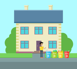 Sorting Household Trash Concept Illustration.