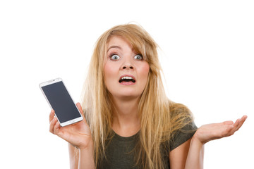 Fototapeta premium Crazy young woman talking on phone