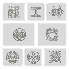 monochrome icons set with Celtic art and ethnic ornaments for your design