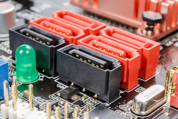 SATA ports for connecting peripherals on the motherboard