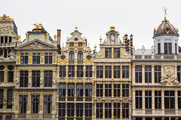 Fototapeta na wymiar Facade of buildings in Grand Square in Brussels, Belgium