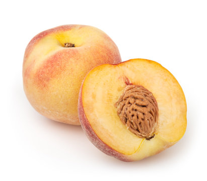 Peaches isolated on white background with clipping path
