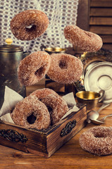 Donuts with sugar and cinnamon