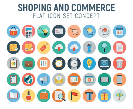 shoping and commerce flat icon concept