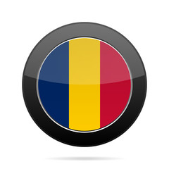 Fototapeta premium Flag of Chad. Shiny black round button.