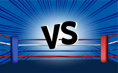 vector of boxing ring corner with comic style blue background