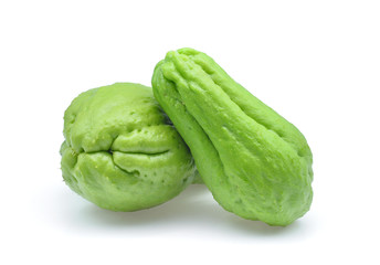 fresh chayote isolated on white background