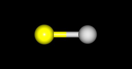 Bromine monochloride molecular structure isolated on black
